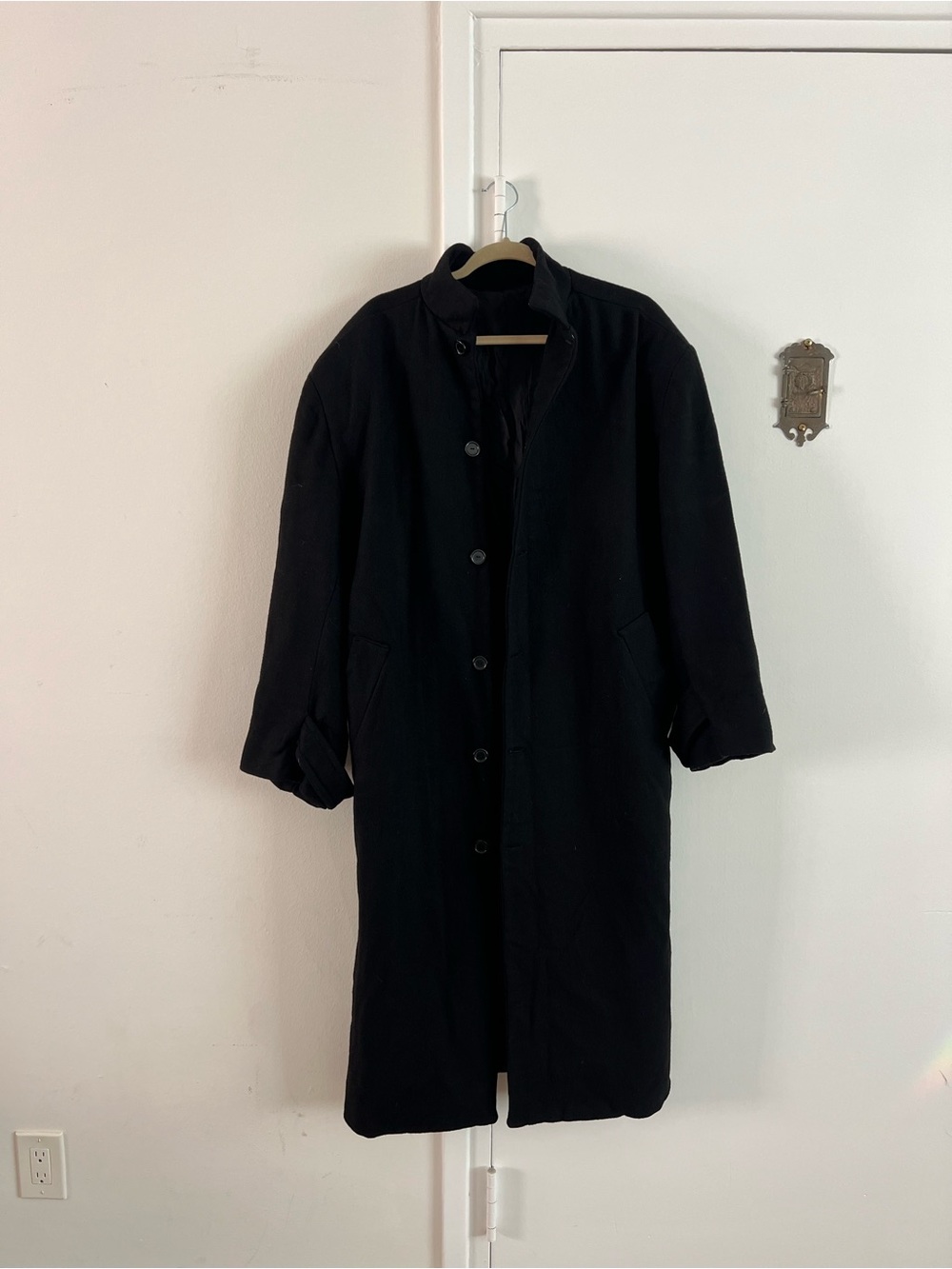 Classic Black Men’s Long Coat - Timeless Everyday Layer